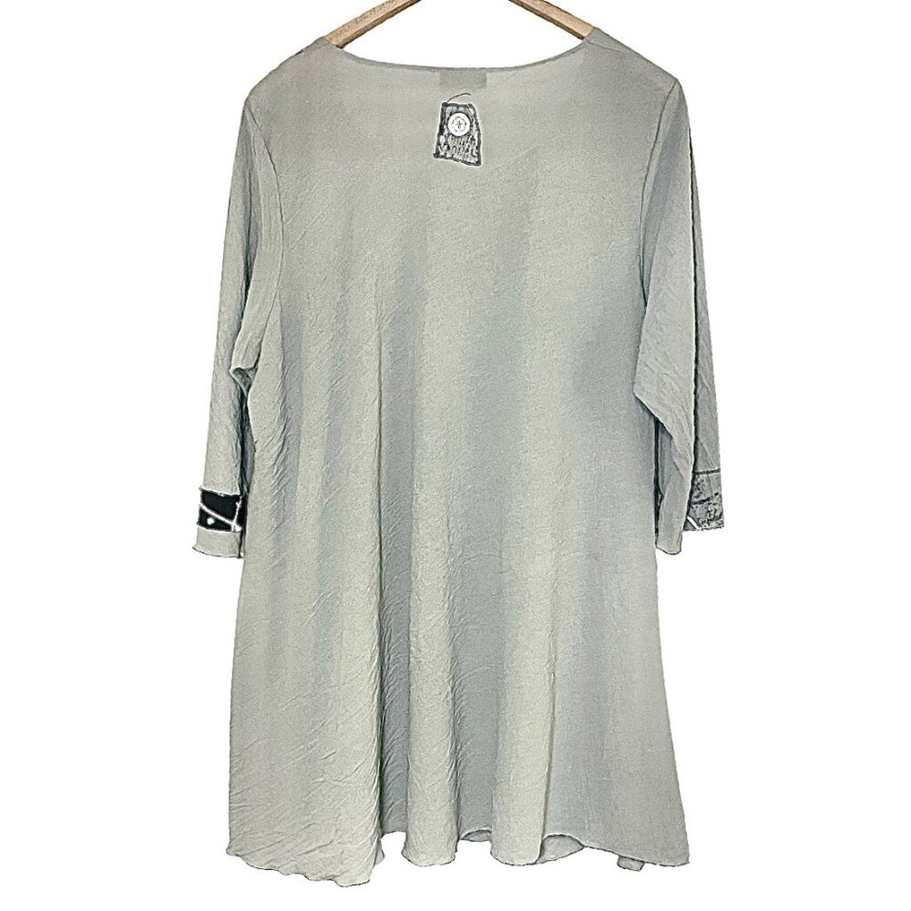 Lee Andersen Lagenlook Wearable Art Grey Tunic Dress with Side Pocket Size 2X - Picture 2 of 9